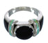 Silver Turquoise And Jet Inlay Southwest Ring Size 7-3/4 AX82646